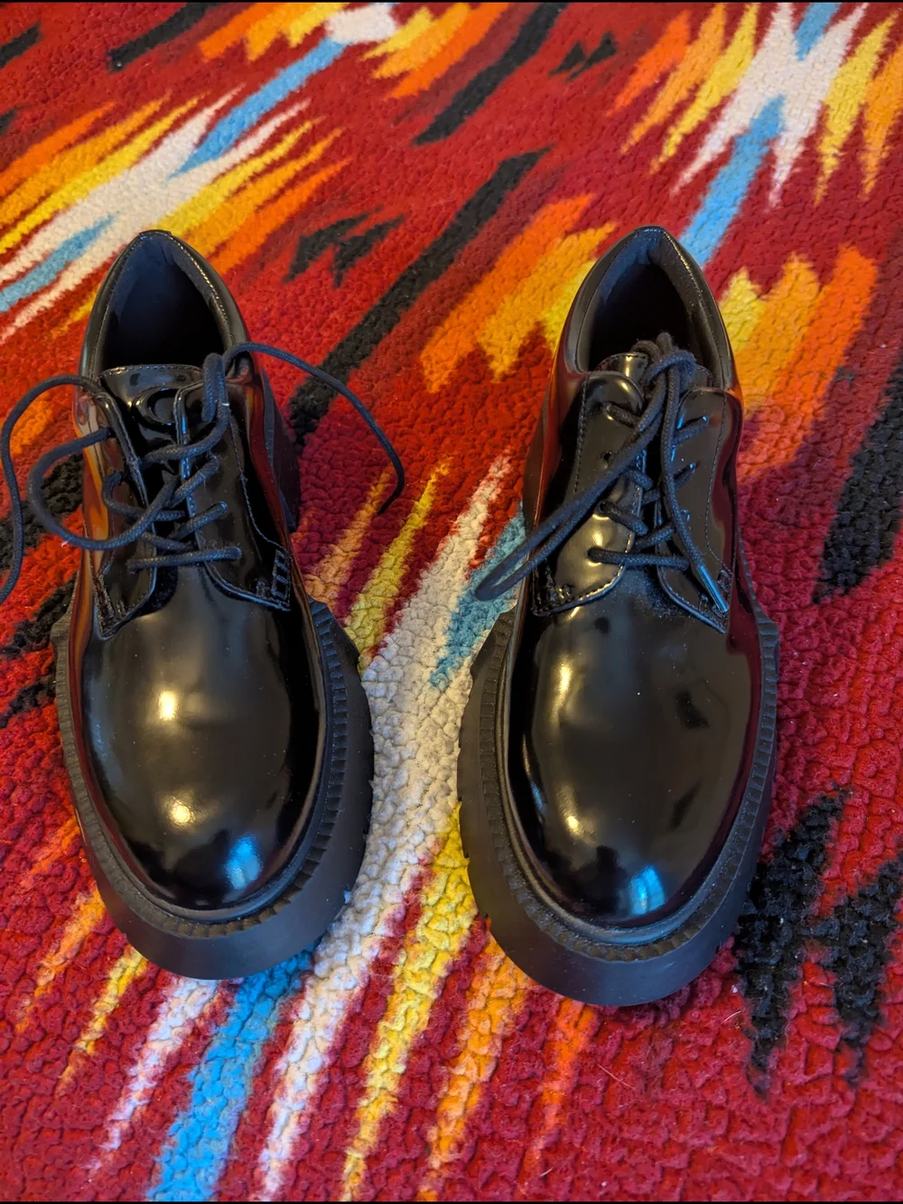Coach Women's Black Patent Leather Lace-Up Loafers
